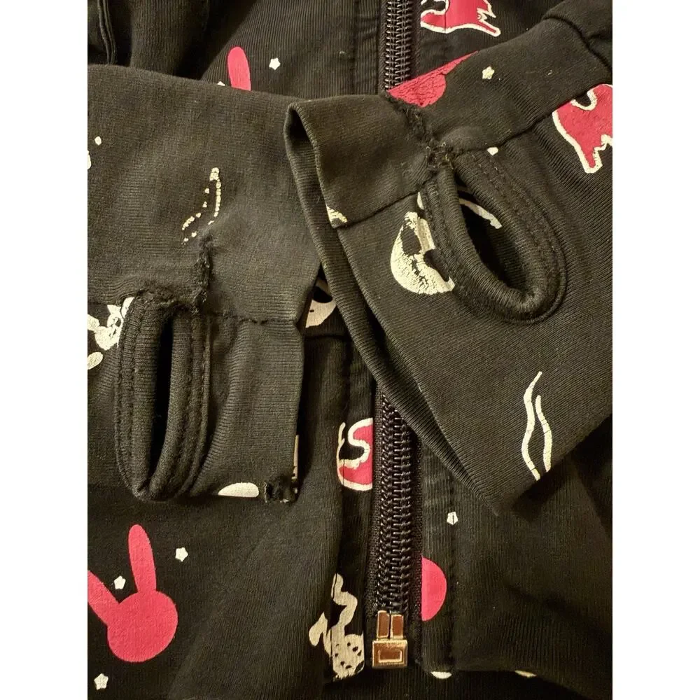 RARE Living Dead Souls Sz M Bunny Pink Paw Print Hoodie.